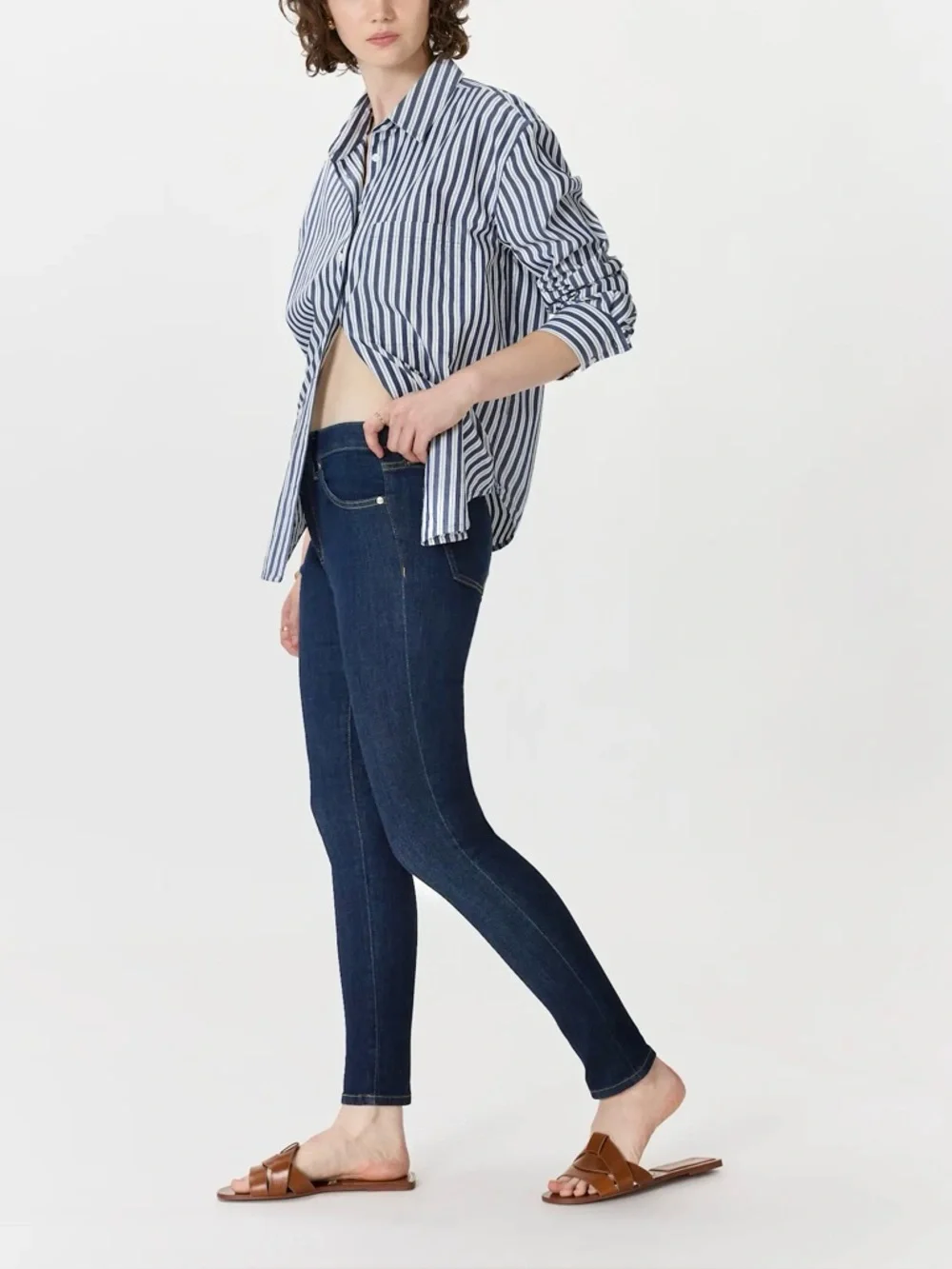 Quince Bella Stretch High Rise Dark Wash Organic Cotton Skinny Jeans Size 30